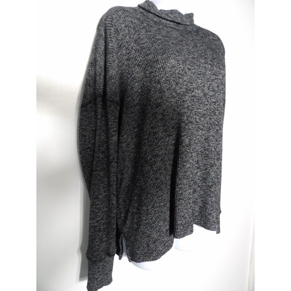 J. Crew Large Mock Turtle Neck Sweater Supersoft Black Marl Viscose Poly Comfy - Picture 4 of 9